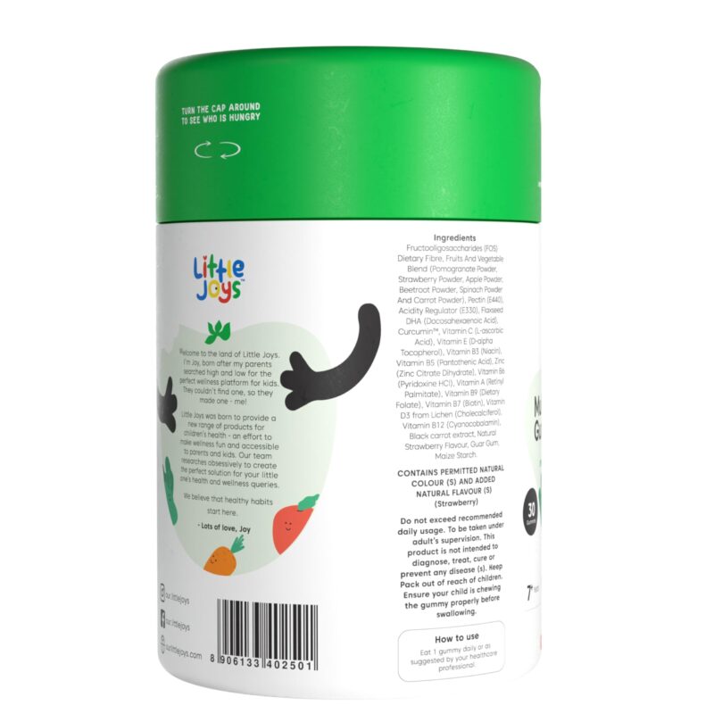 Little Joys Multivitamin Gummies | 7-12 Years |With 11 Vitamins & Minerals | 30 Day pack | Improves Immunity, Bone health & Antibody Production | No Added Sugar | Strawberry Flavour - Image 3