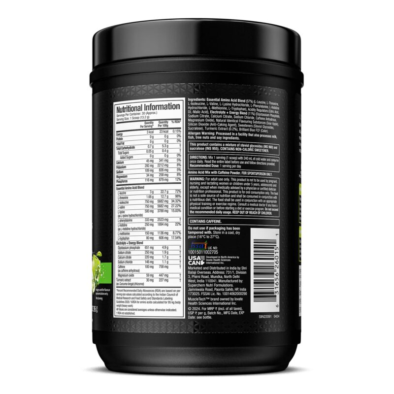 MuscleTech Eaa + Energy | Essential Amino Acids + 100Mg Caffeine | Replenish Electrolytes | Ultimate Recovery 7.4 grams Eaa | 4.5 grams Bcaa | 3 grams Leucine | 30 Servings | Sour Apple, Powder - Image 3