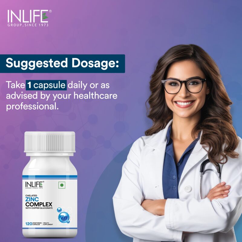 Inlife Zinc Supplements With Zinc Picolinate & Gluconate Complex,Copper Gluconate,Immune Support,Boosts Overall Wellness,Promotes Skin Health,Aids Digestion Capsule For Men & Women (Pack Of 1,120) - Image 6