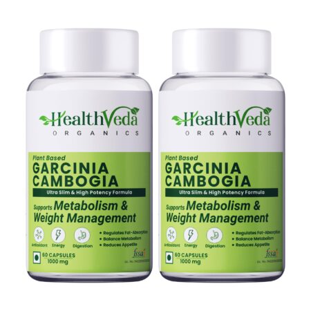 Health Veda Organics Plant Based Garcinia Cambogia Supplement | 120 Veg Capsules | Improves Digestion & Reduce Hunger Pangs (Pack of 2)