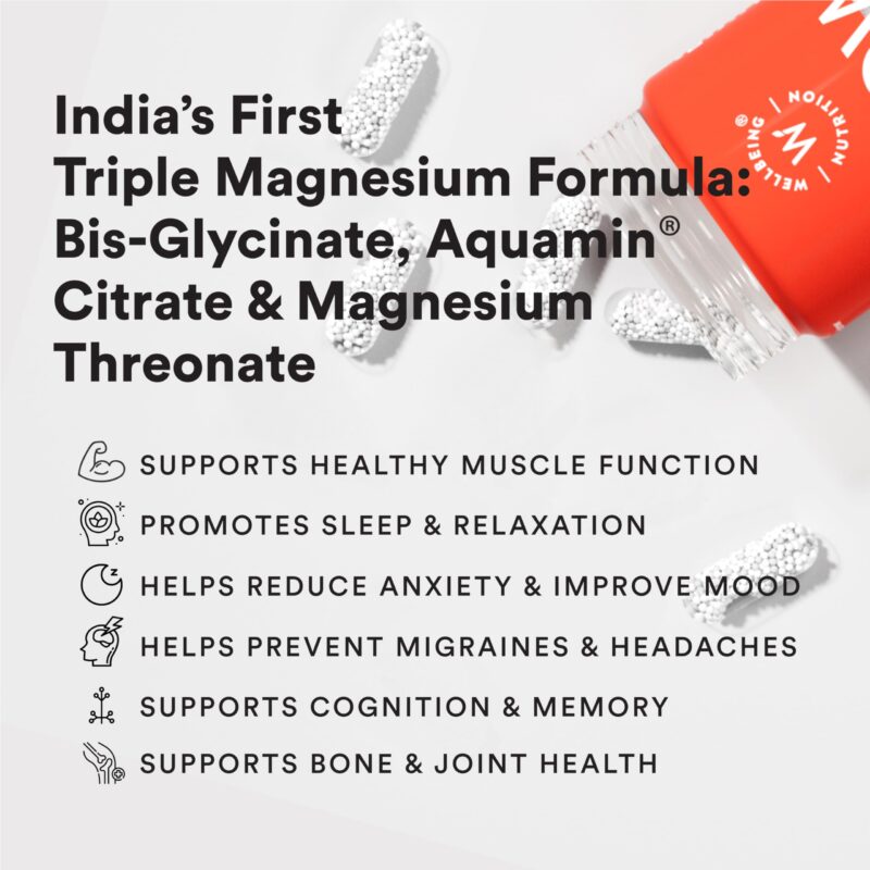 Wellbeing Nutrition Triple Magnesium Complex 1000 mg Chelated Magnesium Glycinate, Citrate & Threonate| For Sleep, Cramps, Recovery, Nerve & Muscle Function, Clinically Proven, 60 Capsules - Image 9
