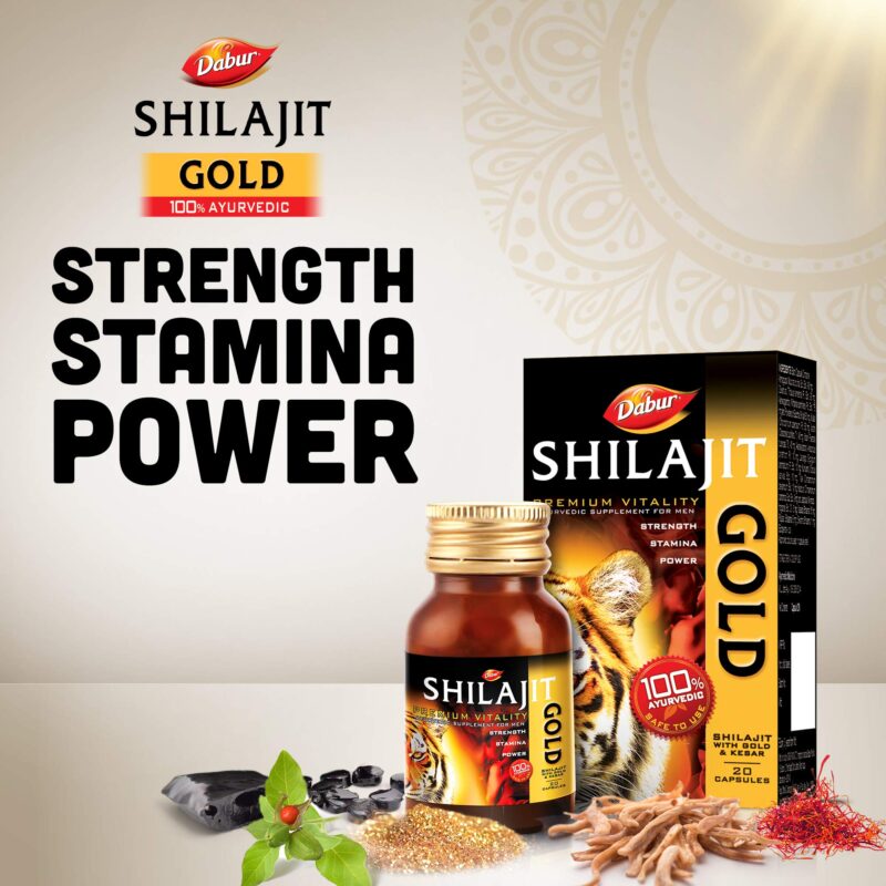 Dabur Shilajit Gold : 100 % Ayurvedic Capsules for Strength , Stamina and Power -20 capsules - Image 4